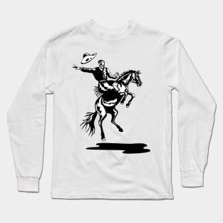 Bronc Riding Competition Retro Black and White Long Sleeve T-Shirt